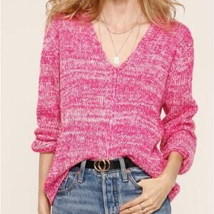 NWT Heartloom V-Neck Aleda Knit Sweater Heathered Pink Soft Size Small